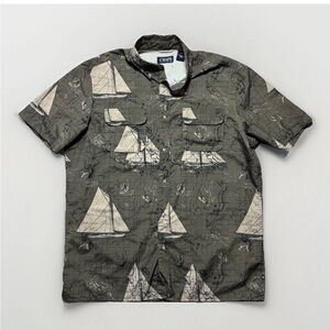 Chaps Nautical Sailboat Polo Men’s L Coastal Summer Beachwear All Over Print Top